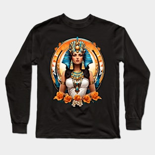 Cleopatra Queen of Egypt retro vintage floral design Long Sleeve T-Shirt